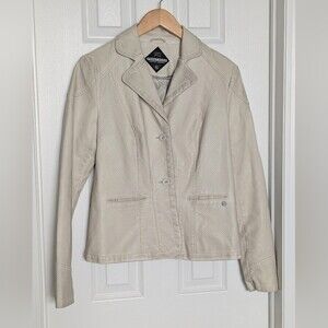 Point Zero Women's (Size M) Cream Leather Jacket/Blazer
